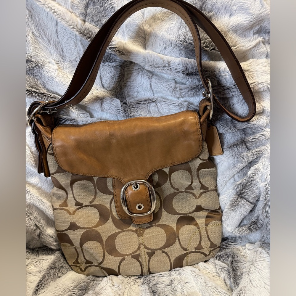 Coach - Signature Canvas Bleecker Flap/Saddle Bag 2009 #13360 EUC Canvas/Leather